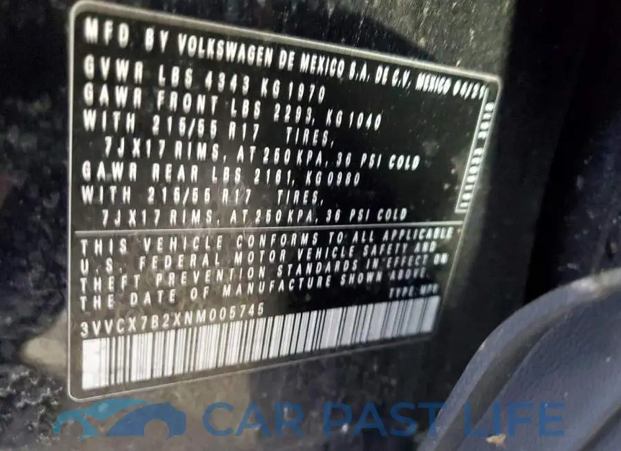 3VVCX7B2XNM005745# 13