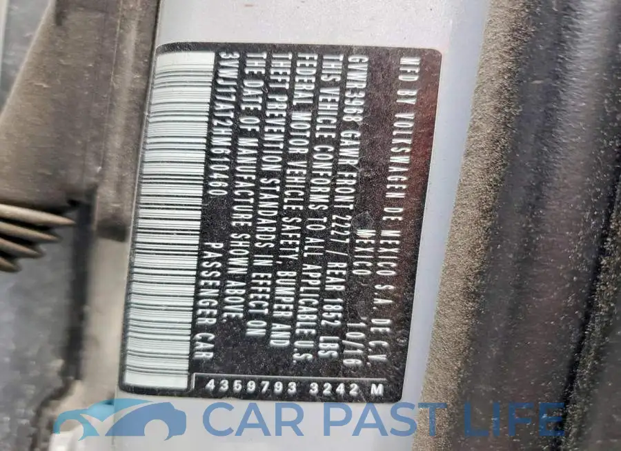 3VWJ17AT2HM610460# 12
