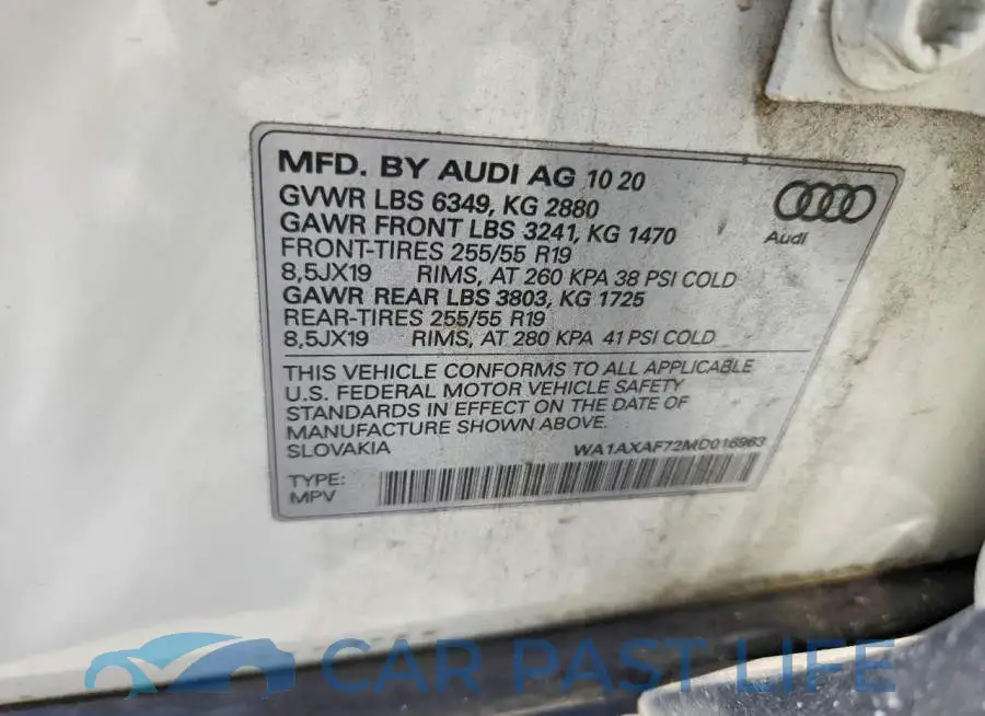 WA1AXAF72MD016963# 13