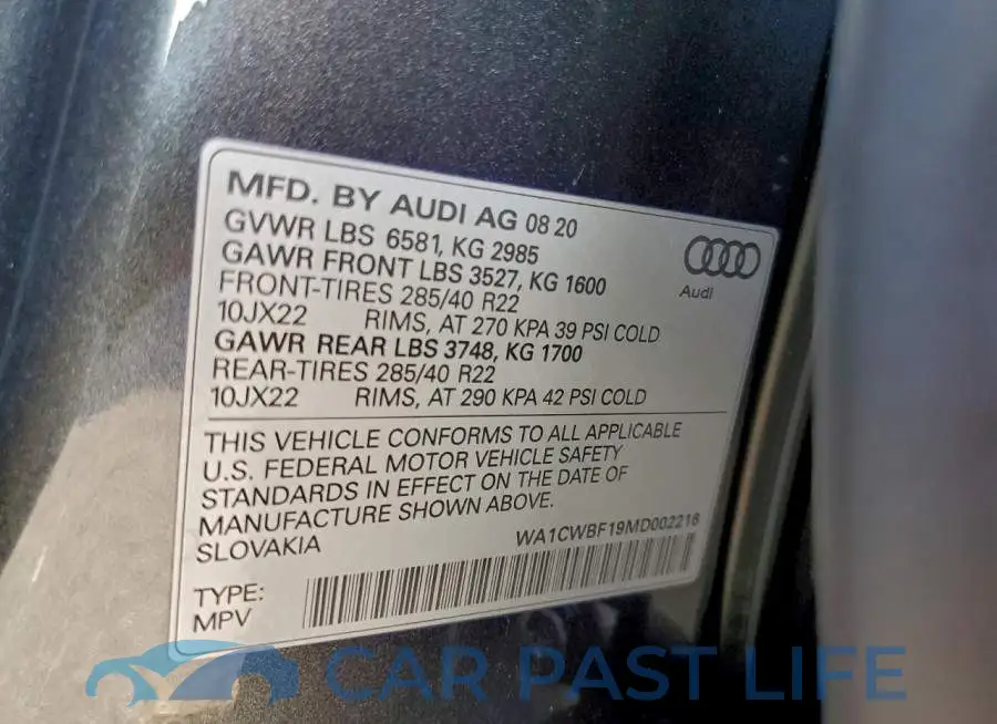 WA1CWBF19MD002216# 13