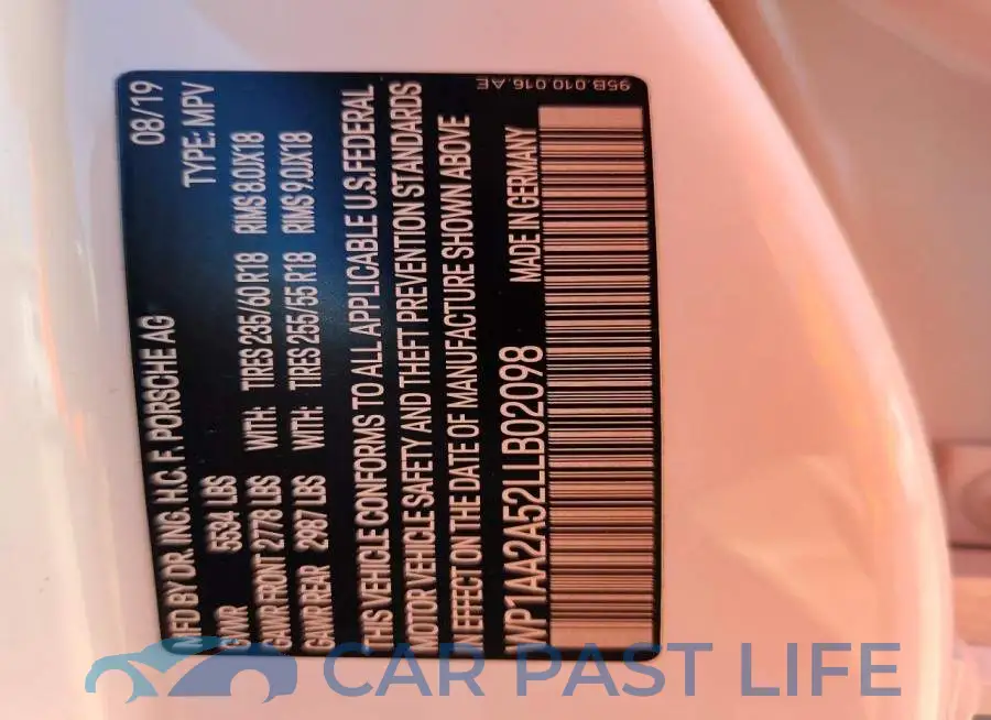WP1AA2A52LLB02098# 12