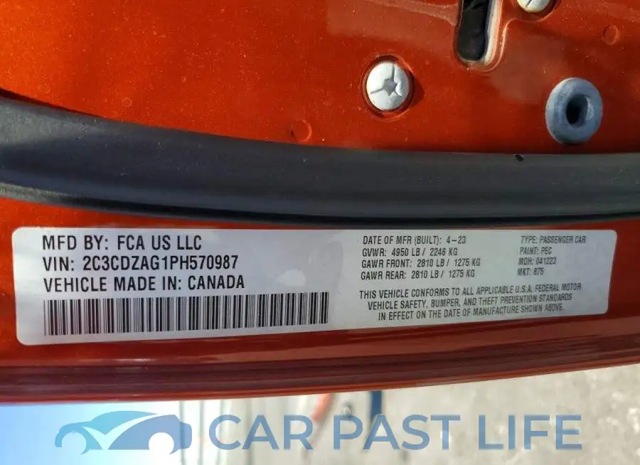 2C3CDZAG1PH570987# 12
