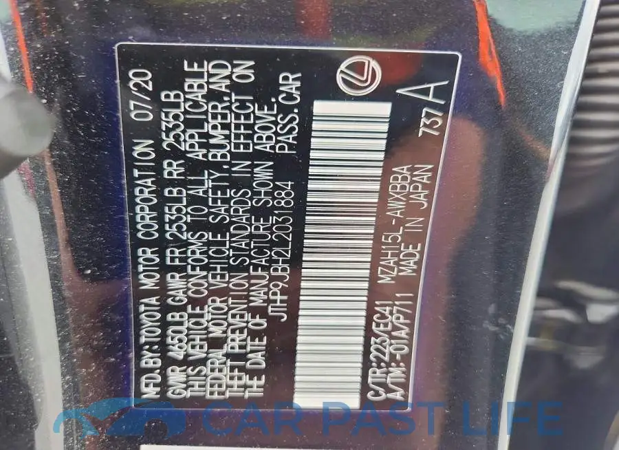 JTHP9JBH2L2031884# 14