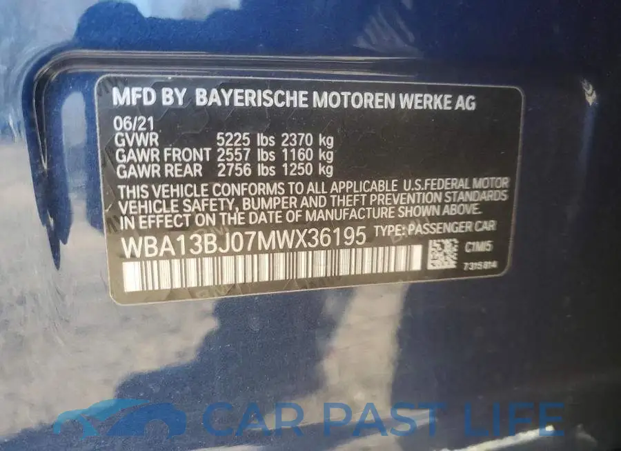WBA13BJ07MWX36195# 12