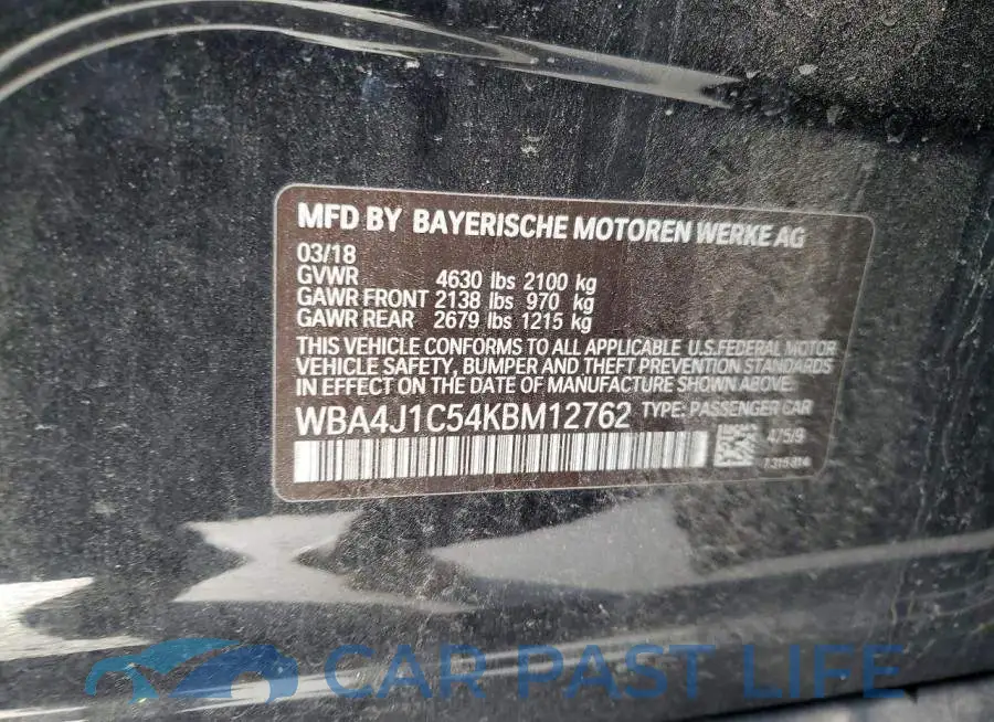 WBA4J1C54KBM12762# 12