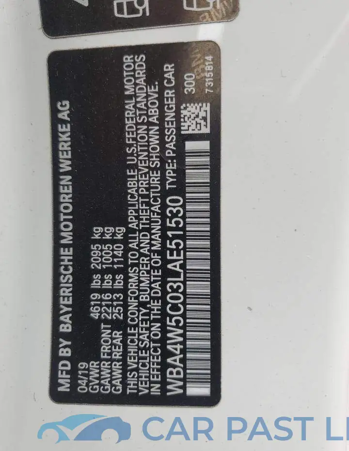 WBA4W5C03LAE51530# 12