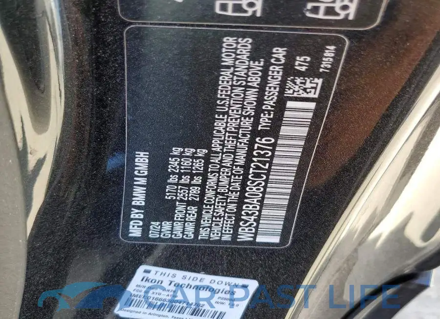 WBS43BA08SCT21376# 12