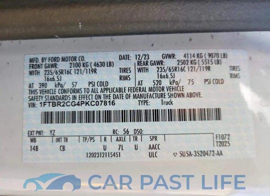 1FTBR2CG4PKC07816# 13