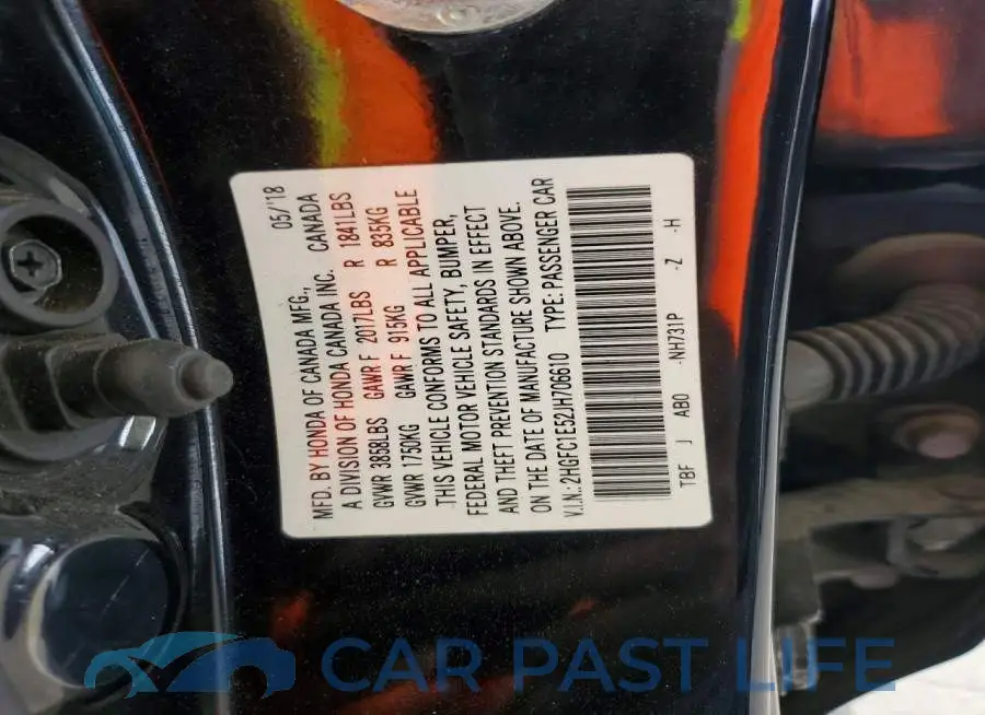 2HGFC1E52JH706610# 12