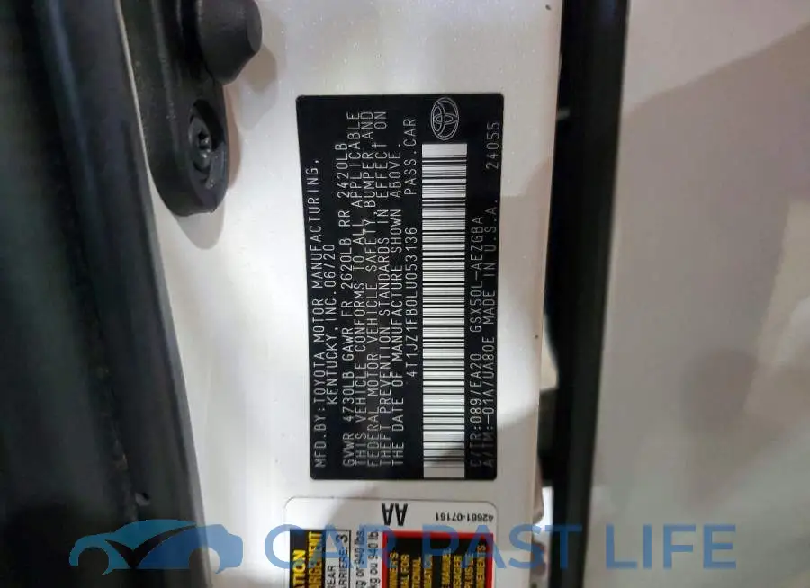 4T1JZ1FB0LU053136# 12
