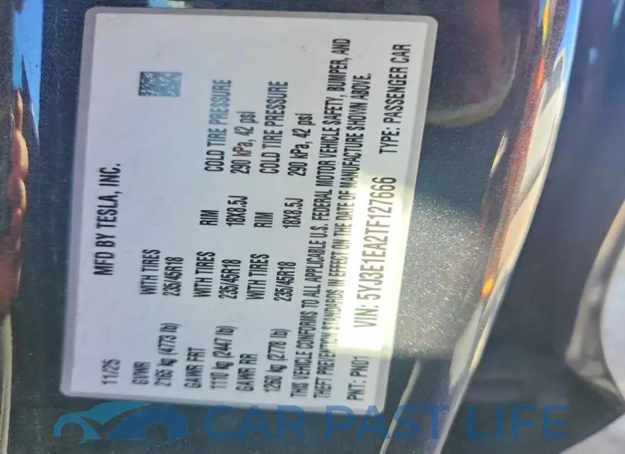 5YJ3E1EA2TF127666# 12