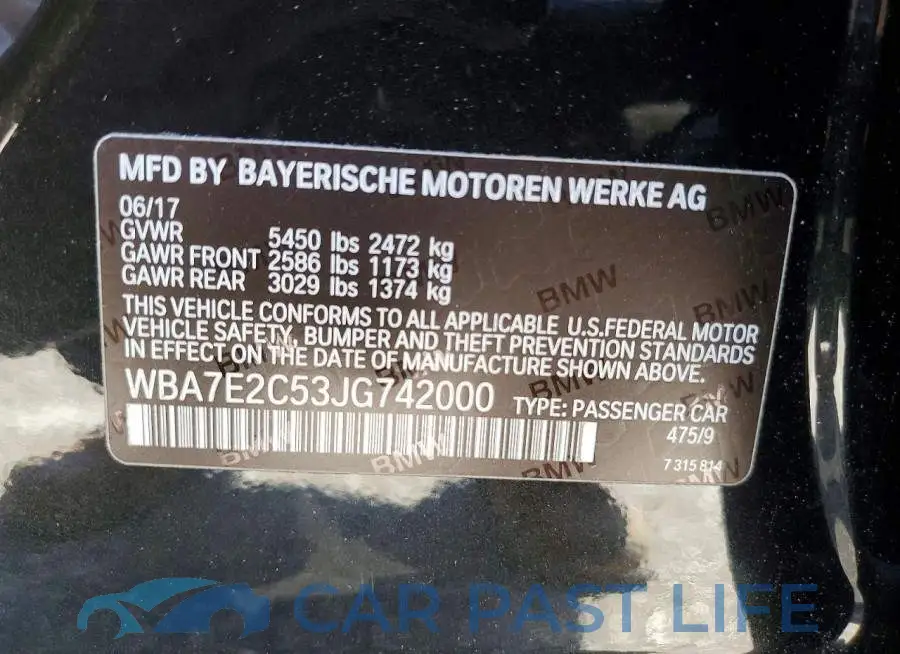 WBA7E2C53JG742000# 12