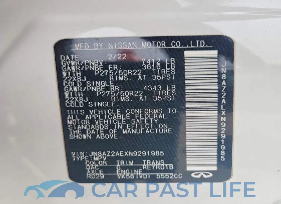 JN8AZ2AEXN9291985# 13