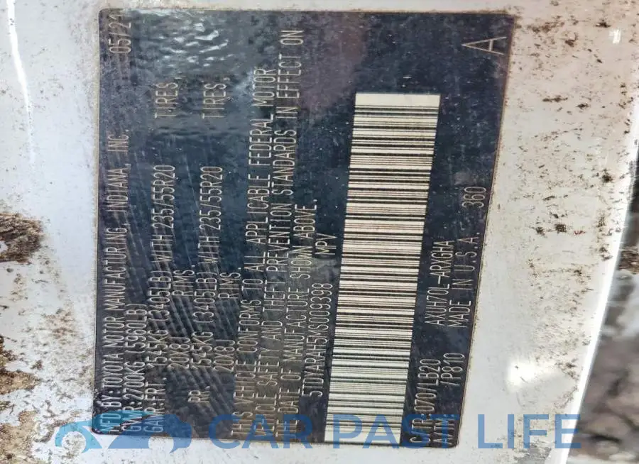 5TDYARAH5MS009398# 13