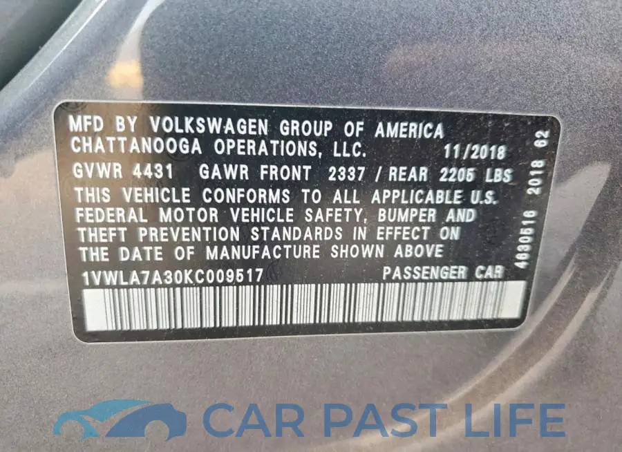1VWLA7A30KC009517# 12