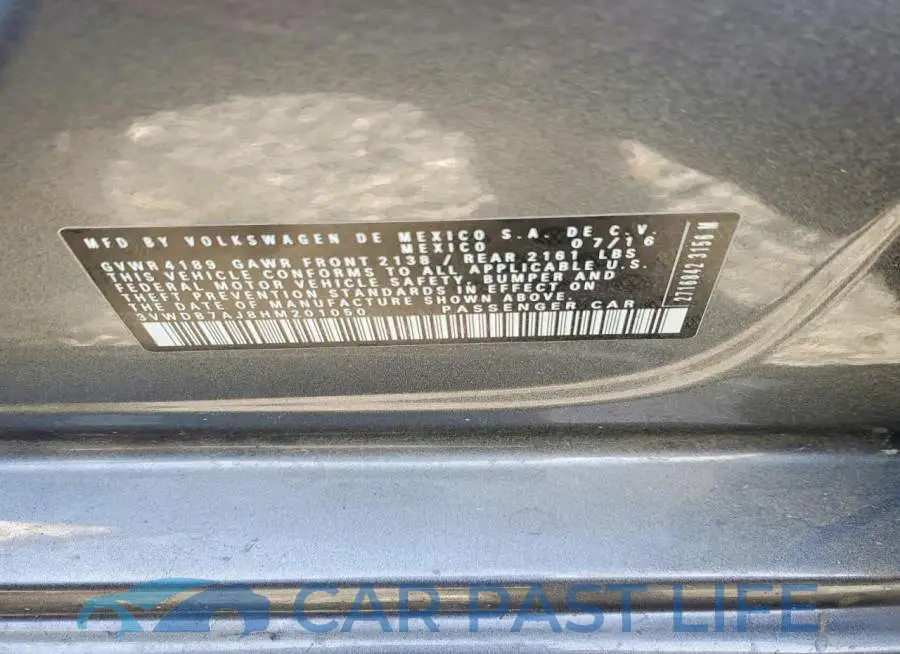 3VWDB7AJ8HM201050# 12