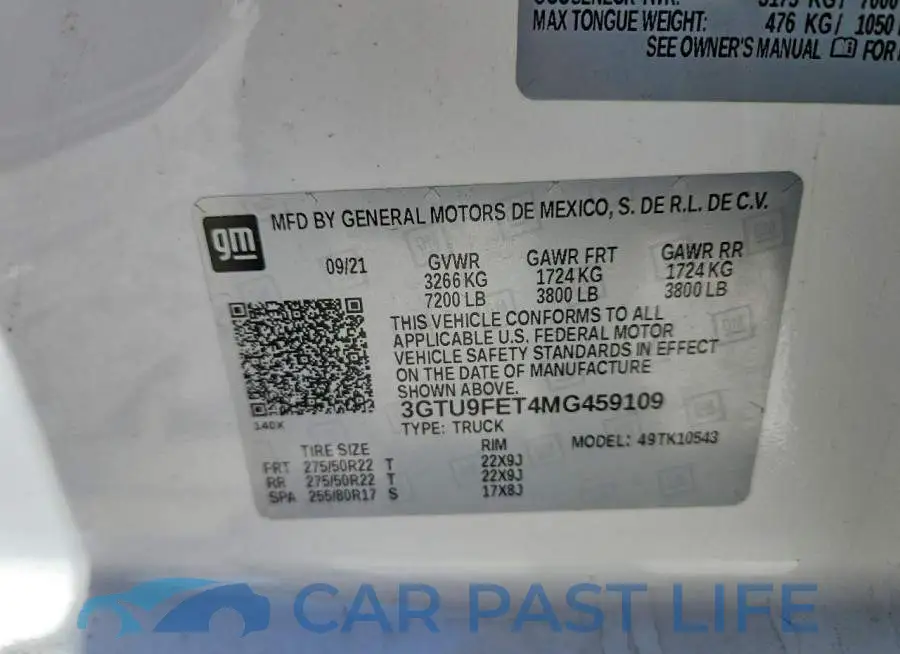3GTU9FET4MG459109# 12