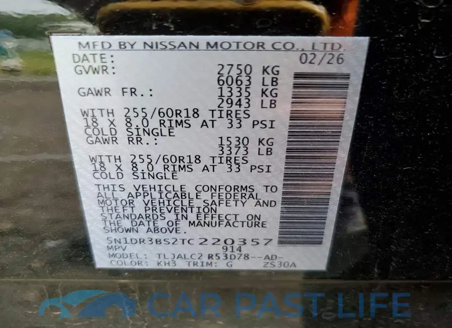 5N1DR3BS2TC220357# 14