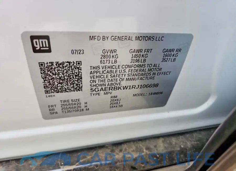5GAERBKW1RJ106698# 13