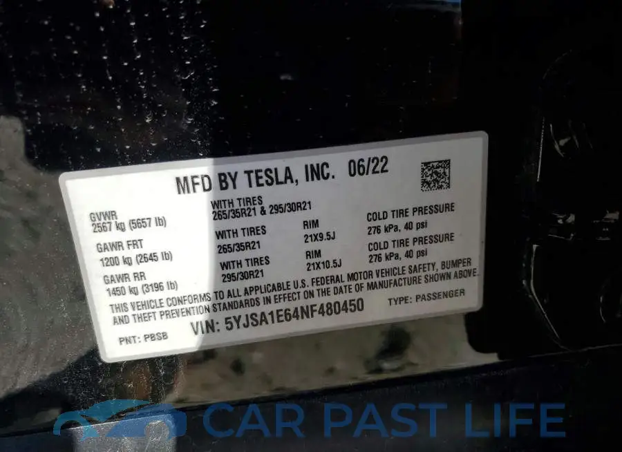 5YJSA1E64NF480450# 12