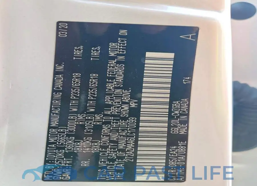 2T2AZMAA6LC170099# 13