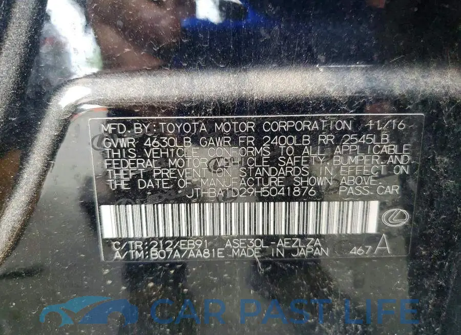 JTHBA1D29H5041876# 12