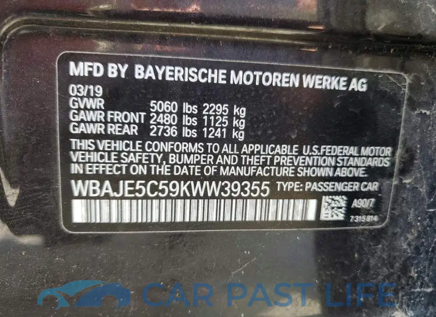 WBAJE5C59KWW39355# 12