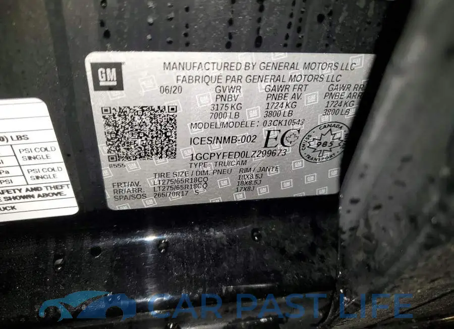 1GCPYFED0LZ299673# 12