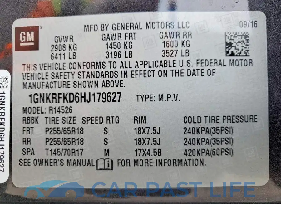 1GNKRFKD6HJ179627# 14