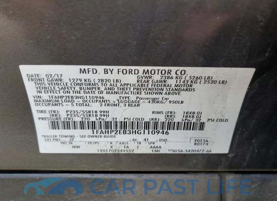 1FAHP2E83HG110946# 12