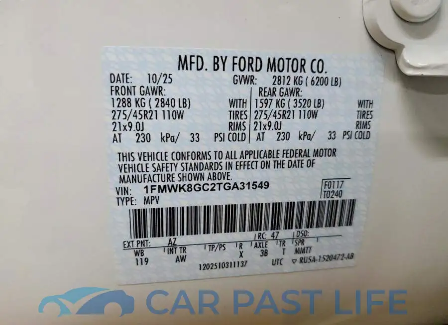 1FMWK8GC2TGA31549# 13