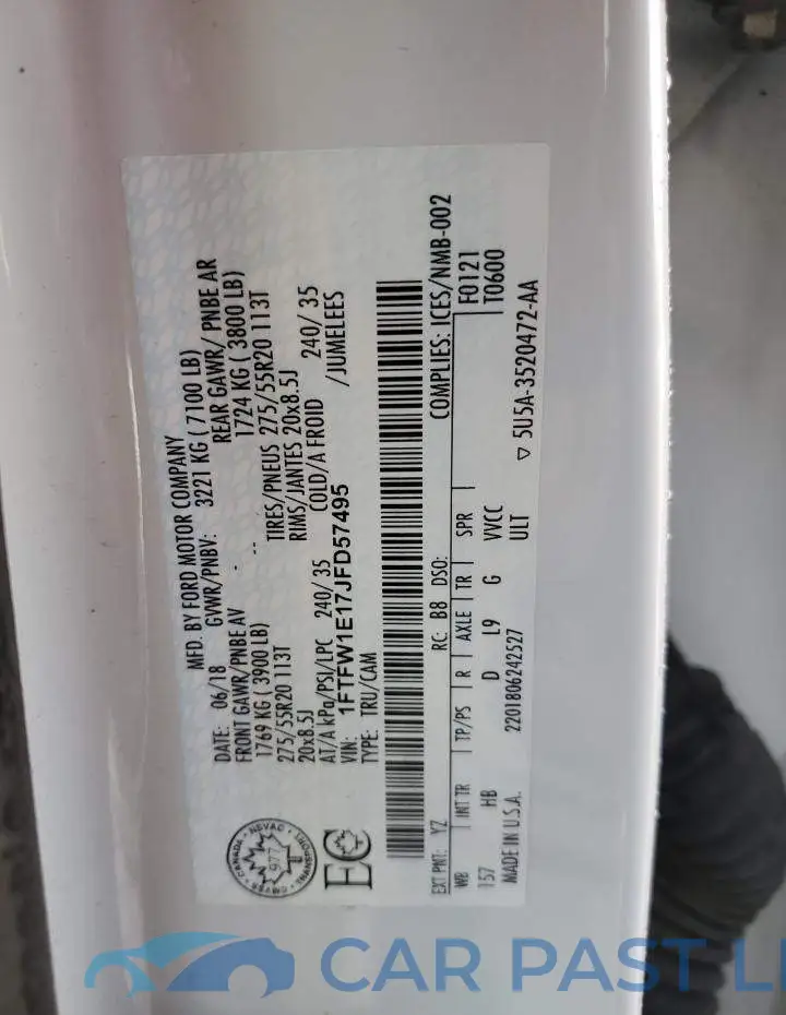 1FTFW1E17JFD57495# 12