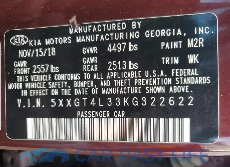 5XXGT4L33KG322622# 12