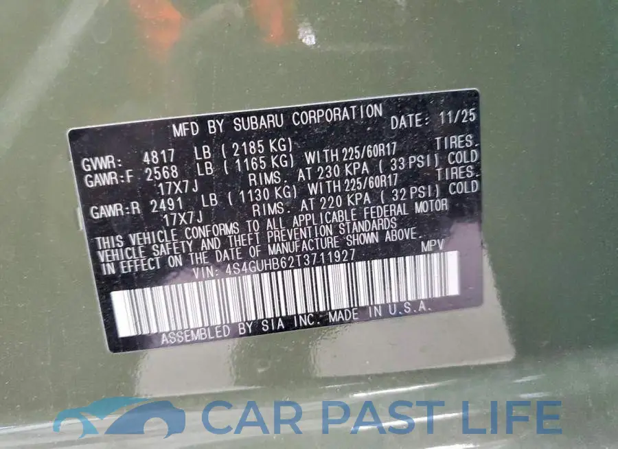 4S4GUHB62T3711927# 12