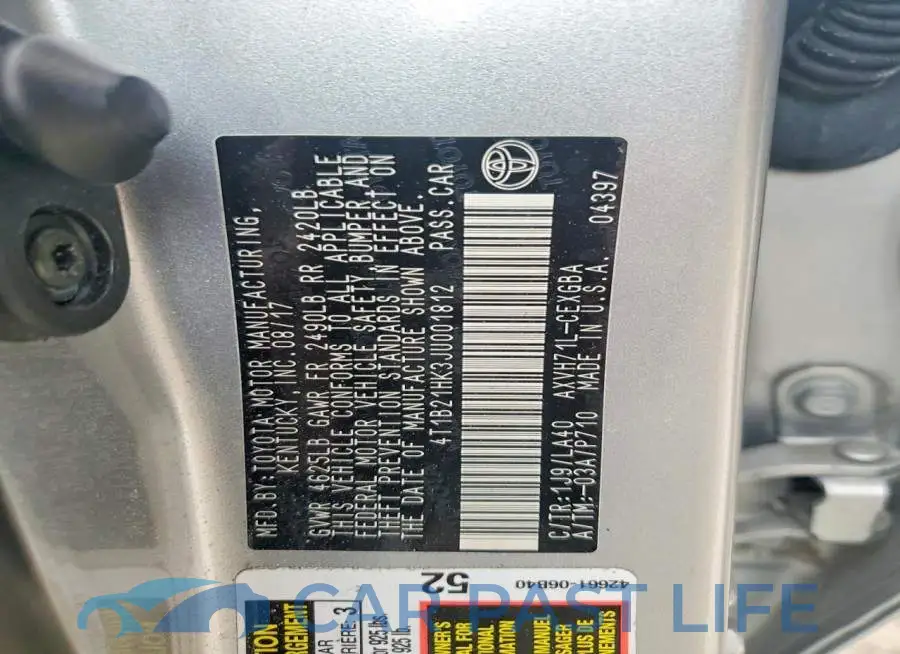 4T1B21HK3JU001812# 12