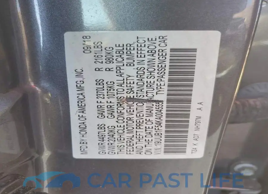 19UUB1F54KA004555# 12