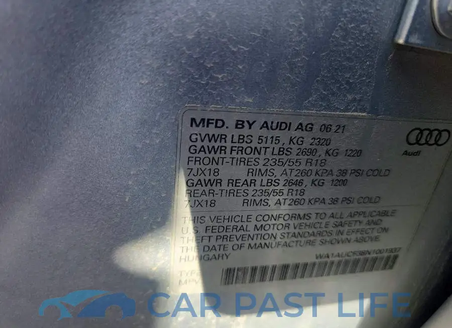 WA1AUCF38N1001937# 13