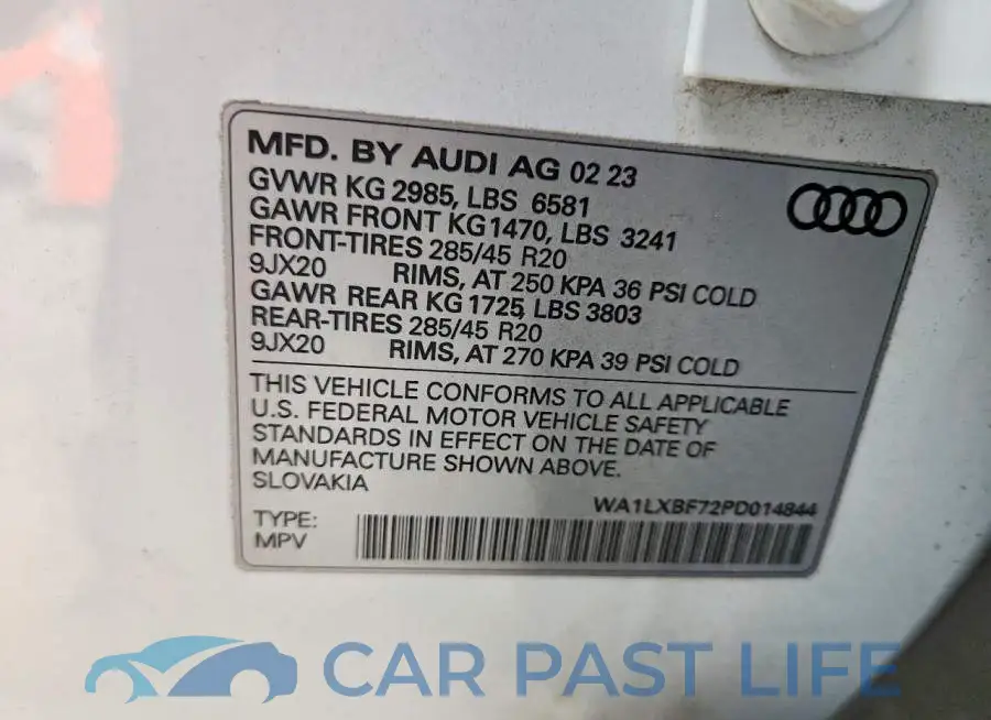 WA1LXBF72PD014844# 14