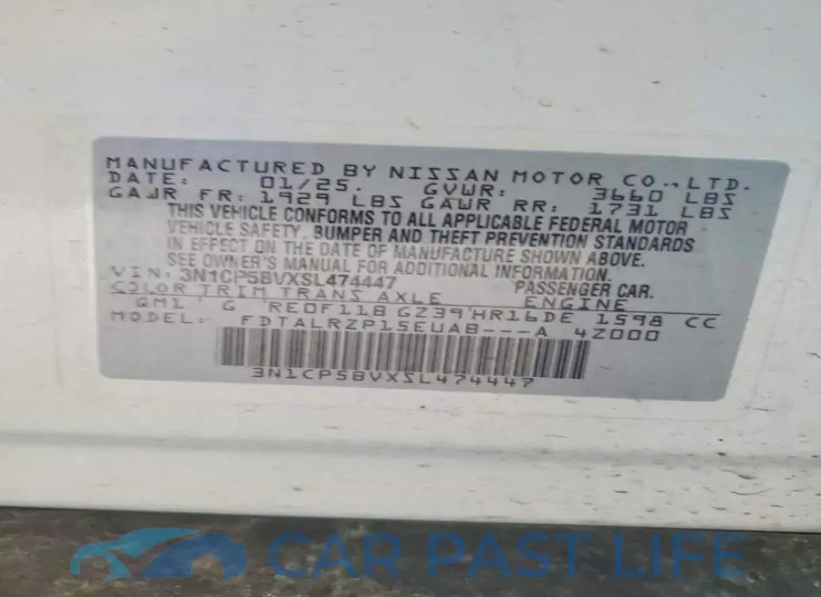 3N1CP5BVXSL474447# 12