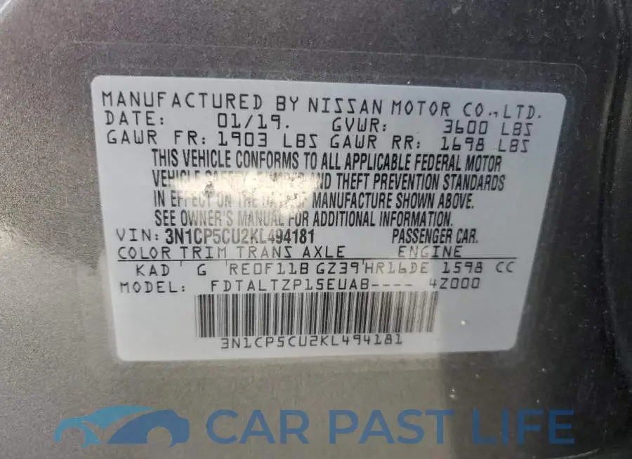 3N1CP5CU2KL494181# 13