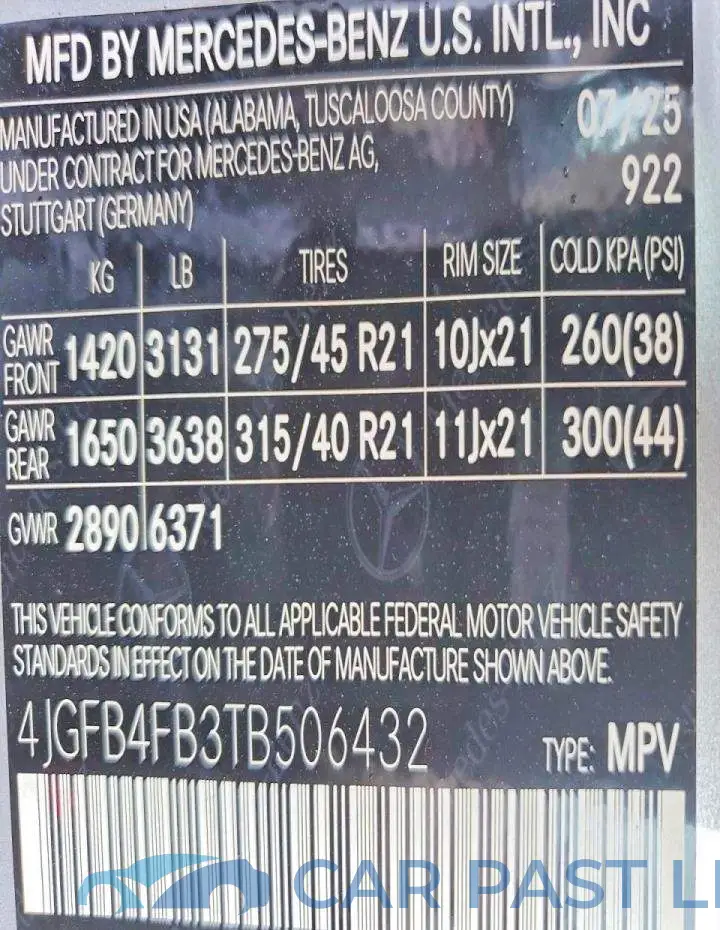 4JGFB4FB3TB506432# 12