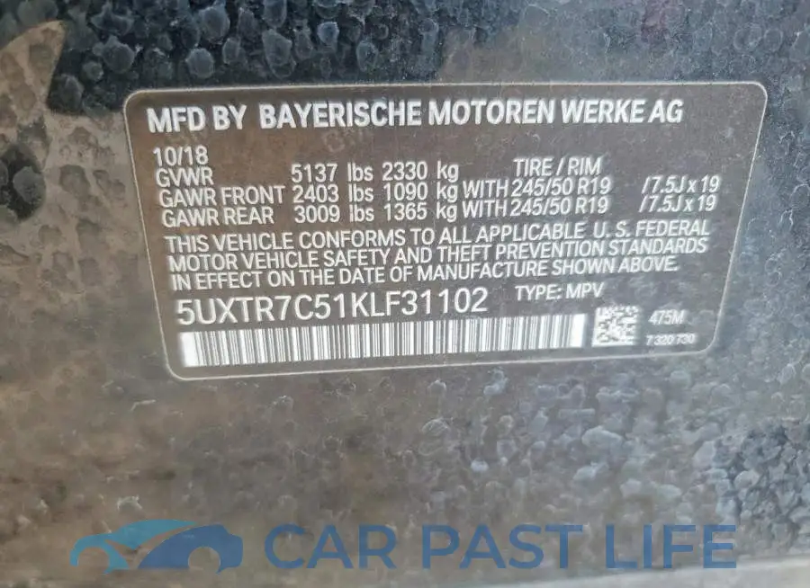 5UXTR7C51KLF31102# 12