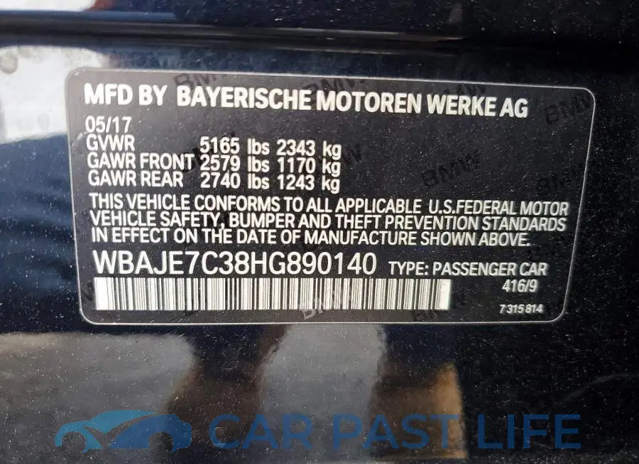 WBAJE7C38HG890140# 13