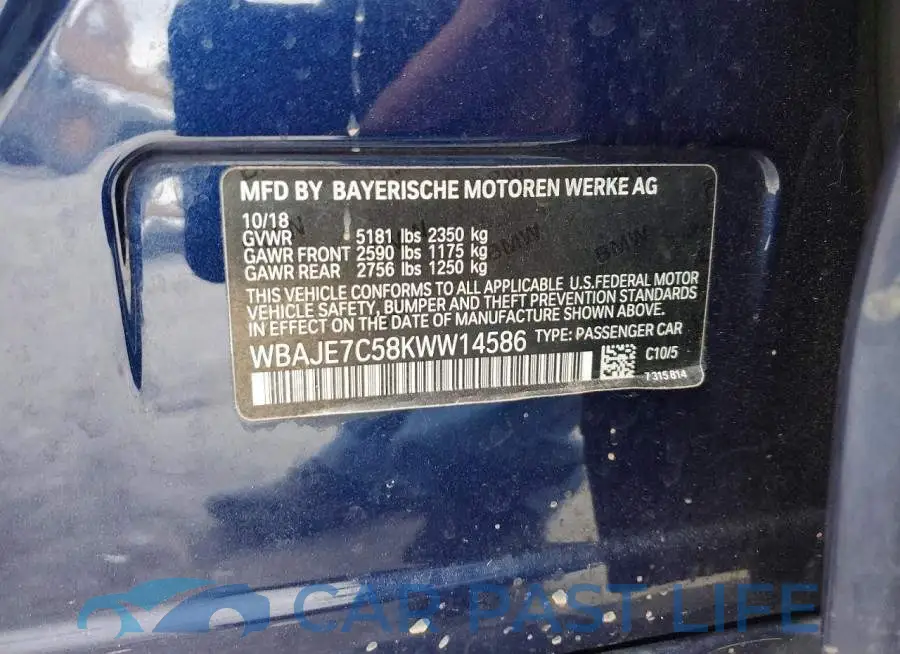 WBAJE7C58KWW14586# 12