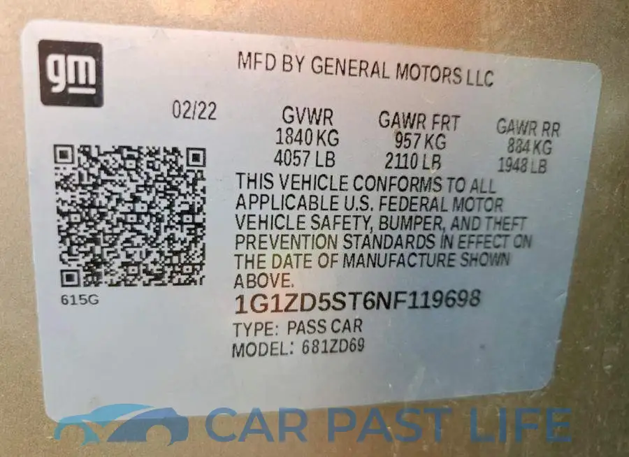 1G1ZD5ST6NF119698# 12