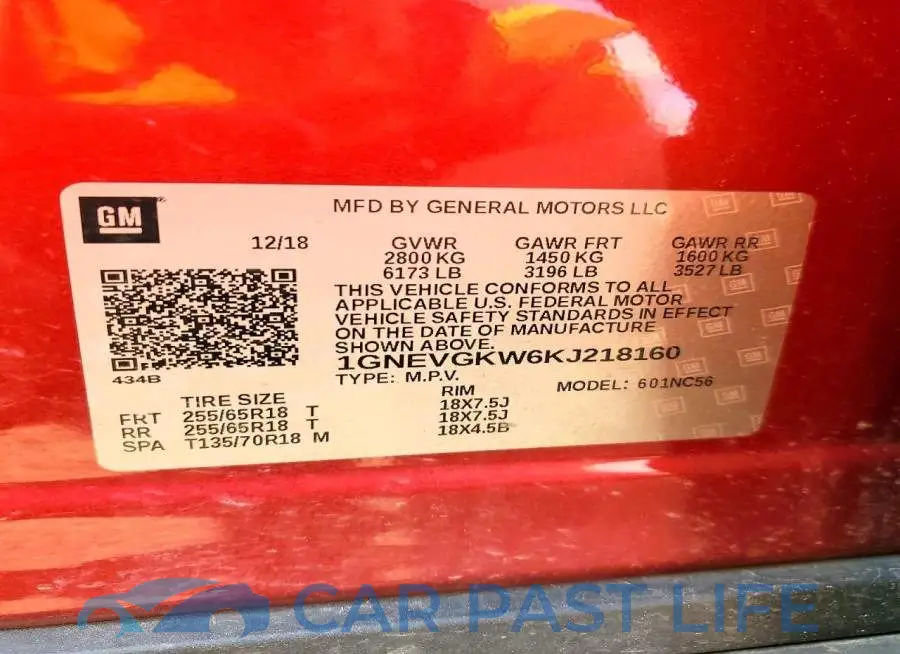1GNEVGKW6KJ218160# 13
