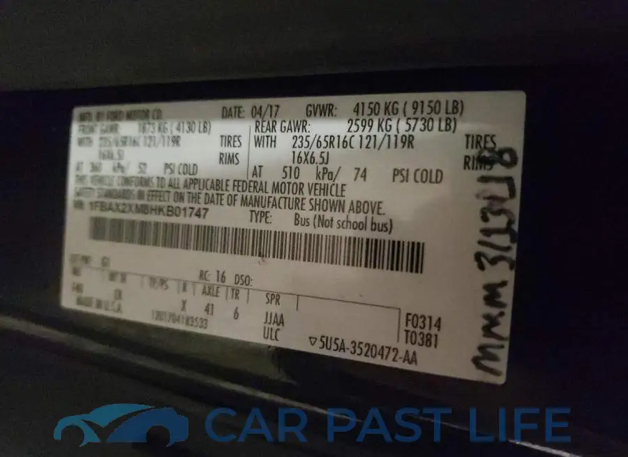 1FBAX2XM8HKB01747# 13