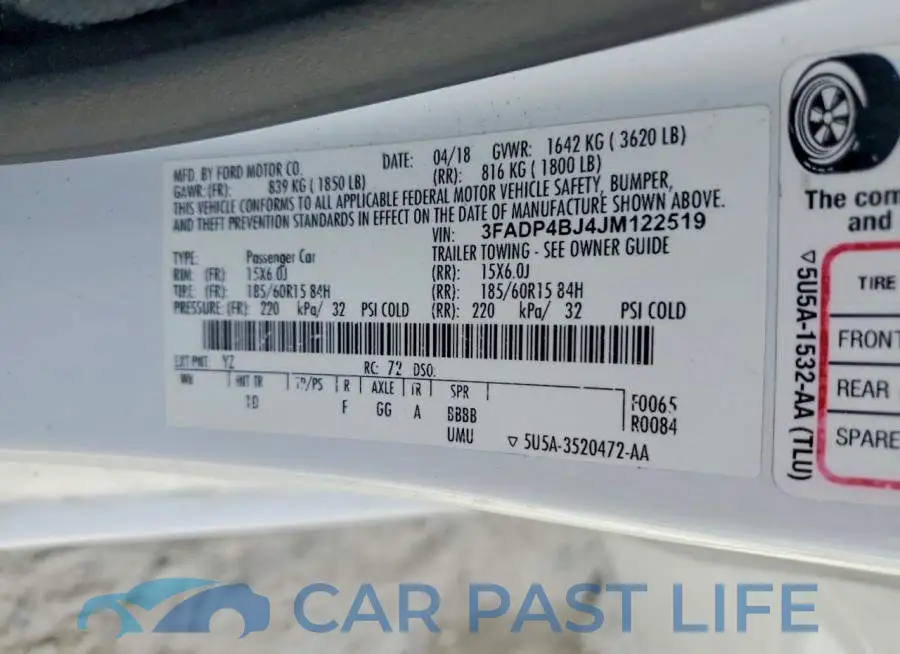 3FADP4BJ4JM122519# 12