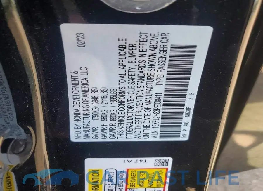 19XFL2H83PE008411# 12