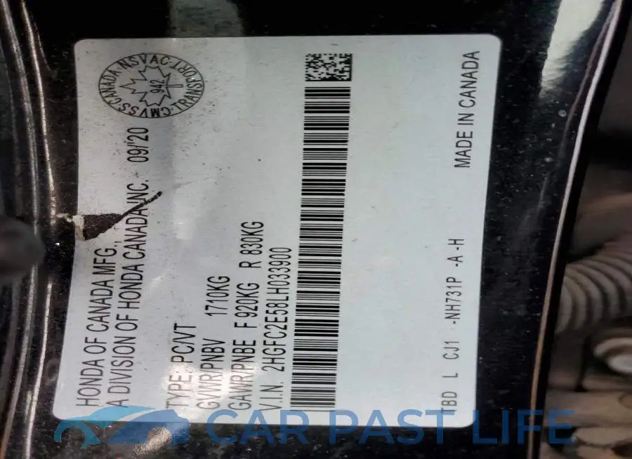 2HGFC2E58LH033900# 12